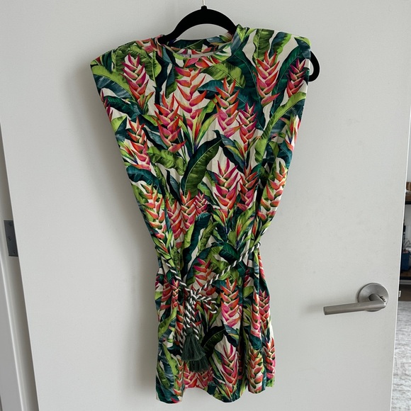 FARM Rio Dresses & Skirts - FARM Rio Tropical Print Mini Dress - Green, Pink, Red